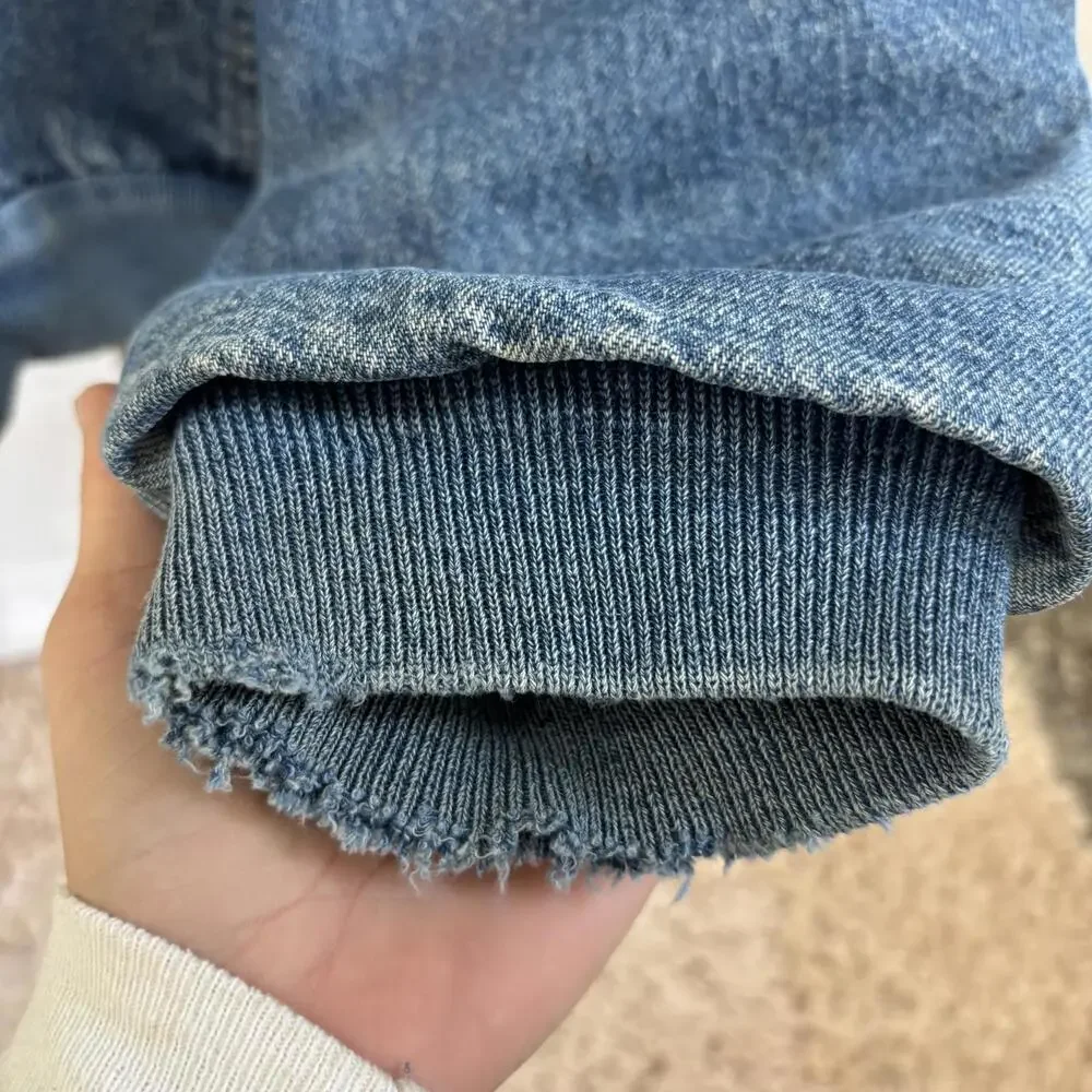 Vtg 2003 Carhartt denim hooded flannel lined jacket - Picture 5 of 12